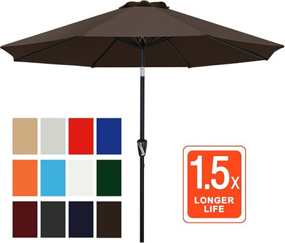 ABCCANOPY 7.5FT Patio Umbrella Outdoor 6 RibsTable Umbrella(Brown) | Fade & UV Resistant Fabric,6 Fiberglass Ribs,Smooth Crank System,Wind Resistance,Great for Patio,Backyard,Garden,Deck
