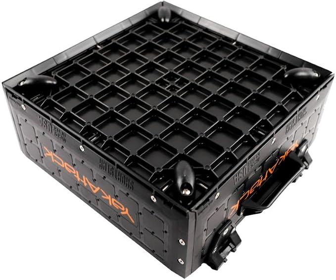YakAttack ShortStak Solo Storage Box - Size & Color Options | Standalone Low-Profile Crate with Lid, Hinges & Latches | GridLoc Mounting Panels | Slider Feet for Under-Seat Use | Made in USA
