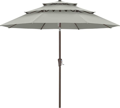 ABCCANOPY 11Ft 3 Tiers Market Umbrella, Outdoor Table Umbrella for Patio, Deck, Backyard (Light Gray)