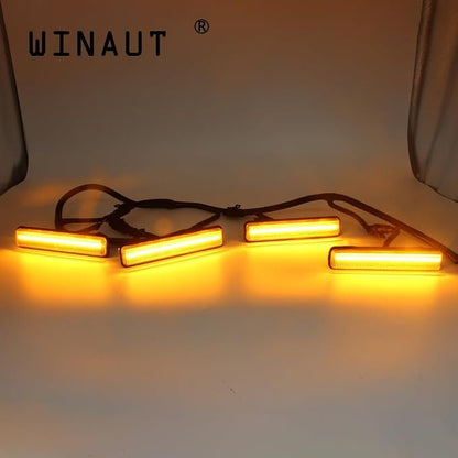 1-to-4 LED Yellow Front Grille Daytime Running Light, High Brightness DRL Bumper Grill Lamp Universal Fit for Car SUV Off-Road Vehicle Heavy Duty Truck