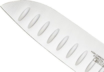 Mercer Culinary Millennia Color Handle Cutlery 7" Santoku Knife (Granton Edge) Yellow