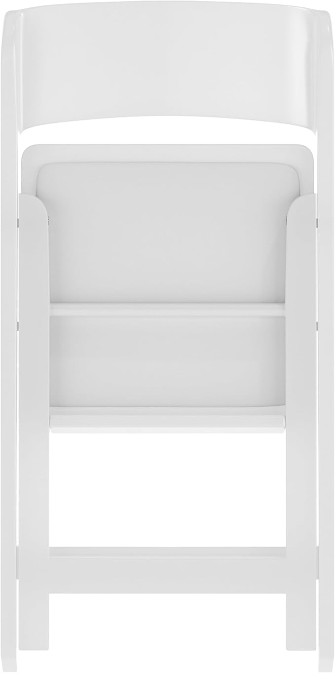 Flash Furniture Hercules Tucker Commercial White Resin Folding Chair - Lightweight, Vinyl Padded Removable Seat, Indoor Outdoor Use, Event & Wedding Ready, Set of 4
