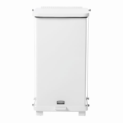 Rubbermaid Commercial Products Defenders Step-On Trash Can with Plastic Liner 6.5-Gallon White Good with Infectious Waste in Doctors Office/Hospital/Medical/Healthcare Facilities