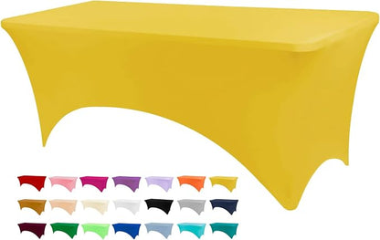 BDDC 6ft Stretch Spandex Fitted Table Cloth for 6 Foot Tables | GRS-Certified Eco-Friendly Fabric, Elastic Fit Rectangle Tablecloth, Washable, Wrinkle-Free, For Events & Parties