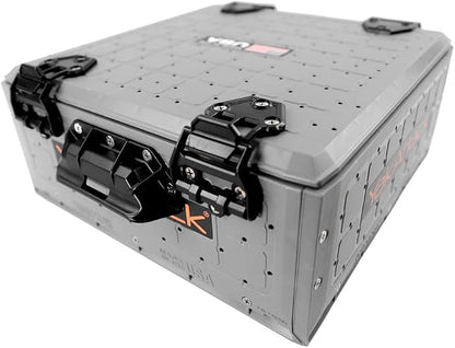 YakAttack ShortStak Solo Storage Box - Size & Color Options | Standalone Low-Profile Crate with Lid, Hinges & Latches | GridLoc Mounting Panels | Slider Feet for Under-Seat Use | Made in USA
