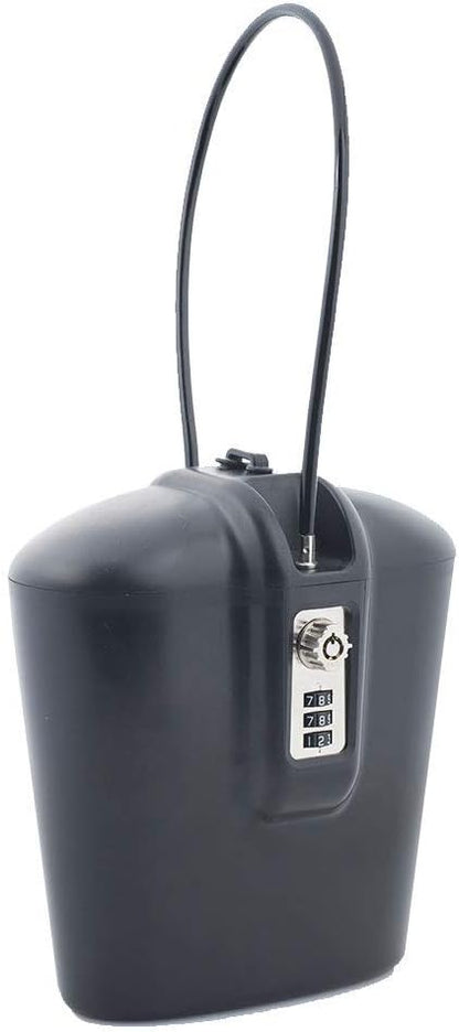 SAFEGO Portable Indoor/Outdoor Lock Box Safe with Key and Combination Access (Black)