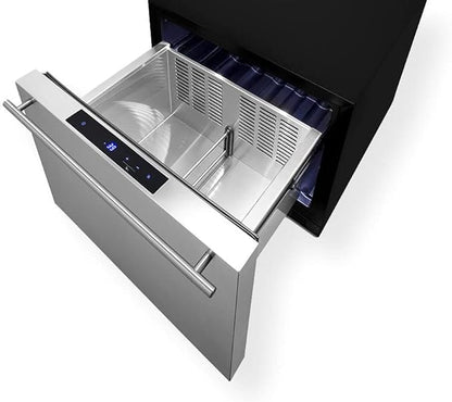 Summit 21.5” Outdoor Drawer Refrigerator, Stainless Steel - FF1DSS | Indoor or Outdoor Refrigerator, 1.6 cu.ft. Capacity, Stainless Steel, Panel Ready Capable* (*Panels not Included)