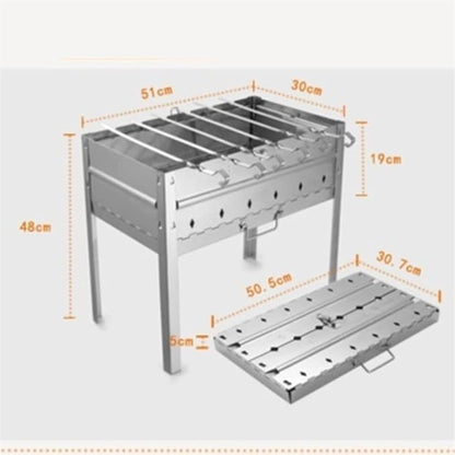 Charcoal Grill Charcoal Barbecues BBQ Grill Portable Foldable Large Barbecue Rack Carbon Charcoal Outdoor Barbecue Grill BBQ Grill(51X30X48cm)