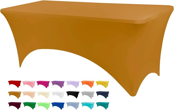 BDDC 4ft Stretch Spandex Fitted Table Cloth for 4 Foot Tables | GRS-Certified Eco-Friendly Fabric, Elastic Fit Rectangle Tablecloth, Washable, Wrinkle-Free, For Events & Parties