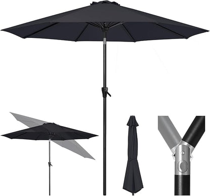 Tempera Patio Market Outdoor Table Umbrella with Push Button Tilt and Crank, Large Sun Umbrella with Sturdy Pole & Fade Resistant Canopy, Easy to Set
