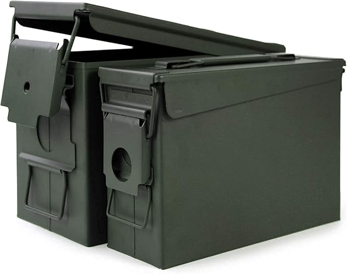 GUGULUZA Metal Ammo Can 30 50 Cal, Waterproof Airtight Ammo Containers Case | Heavy-Duty Ammunition Storage Case Military Container, Lockable Box w/Flip Top for Long-Term Storage Bullet, 30Cal and 50 Cal