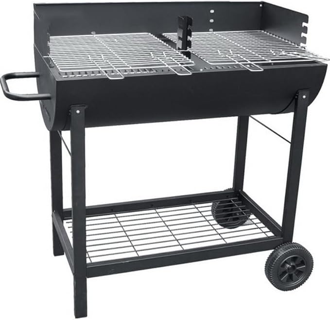 Portable Charcoal Grill with Trolley, Outdoor Barbecue Grill for Camping BBQ, Foldable Camping Grill for Backyard Patio Hiking, Easy Clean Charcoal Grills BBQ,LightGrey-D
