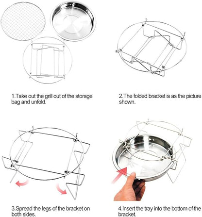 Small Charcoal Grill, Round Easy to Clean Bbq Tool, Barbecue Oven for Outdoor Cooking Camping Hiking Picnics Tailgating Backpacking