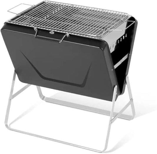 Portable Charcoal BBQ Grill, Briefcase Shape Non-stick Steel Barbecue Grill for Outdoors Camping Picnic and Party Cooking