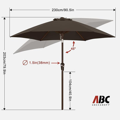 ABCCANOPY 7.5FT Patio Umbrella Outdoor 6 RibsTable Umbrella(Brown) | Fade & UV Resistant Fabric,6 Fiberglass Ribs,Smooth Crank System,Wind Resistance,Great for Patio,Backyard,Garden,Deck