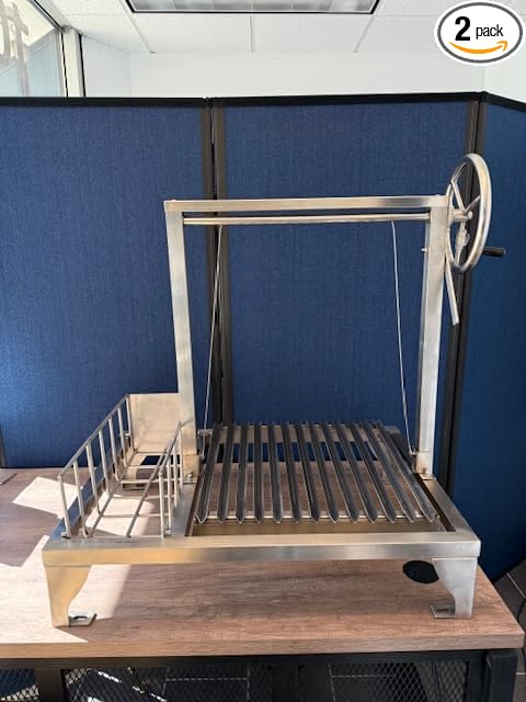 Santa Maria Grill Built in BBQ Cooking Grill with brasero -Argentine Barbecue V grate adjustable height