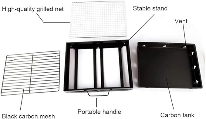Portable BBQ Grill Charcoal Grill Outdoor Foldable BBQ Grill Desktop Grill Used for Outdoor Picnic Garden campping and Barbecue Party