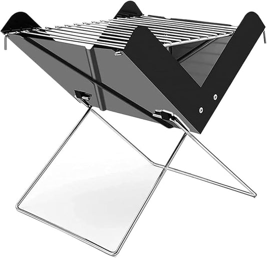 BBQ Grill Barbeque Grill Outdoor Charcoal Grill Portable Barbecue Grill Cooking Stainless Steel Folding for Camping Barbeque Grill for Camping (Black 30 * 26.5 * 30cm)