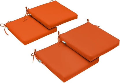 QILLOWAY Outdoor Indoor Chair Pads,Seat Cushions, Square Foam Dining Chair Patio Cushion Set of 4, All Weather, 17" Lx17 Wx3 D (Orange)
