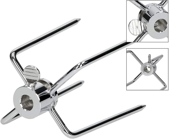 Stainless Steel 304 Grill Rotisserie Meat Forks Set(1-Pair)- Fits 5/16" Square and 3/8" Round Hexagon Spit Rods
