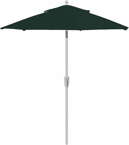 Treasure Garden 7.5ft Patio Umbrella – Outdoor Market Umbrella – Push Button Tilt – White Aluminum Frame (Sunbrella, Forest Green)