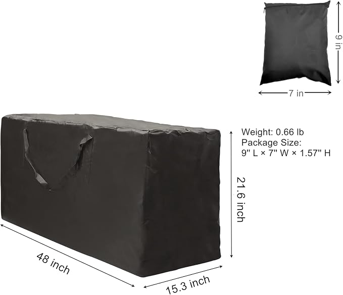 Outdoor Cushion Storage Bag 2 PCS, 48" Extra Large Opening Waterproof Zippered Patio Cushion Storage Bag – L Size