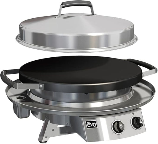 Evo Professional Series Tabletop Gas Grill (10-0021-LP), Seasoned Steel Cooktop, Propane