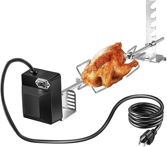 Zunate Heavy Duty Universal Rotisserie Grill Kit with Stable Motor & Switch - 15kg Load Bearing, 304 Stainless Steel, for Chicken, Pig, Lamb (US Plug 110V)
