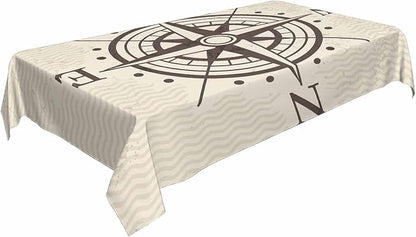TKS MITLAN Tablecloth Compass Table Cloth Rectangle Table 60 x 84 Inch Vintage Wind Road Map E N W S Direction Adventure Travel Kitchen Decorations for Home Dinner Party