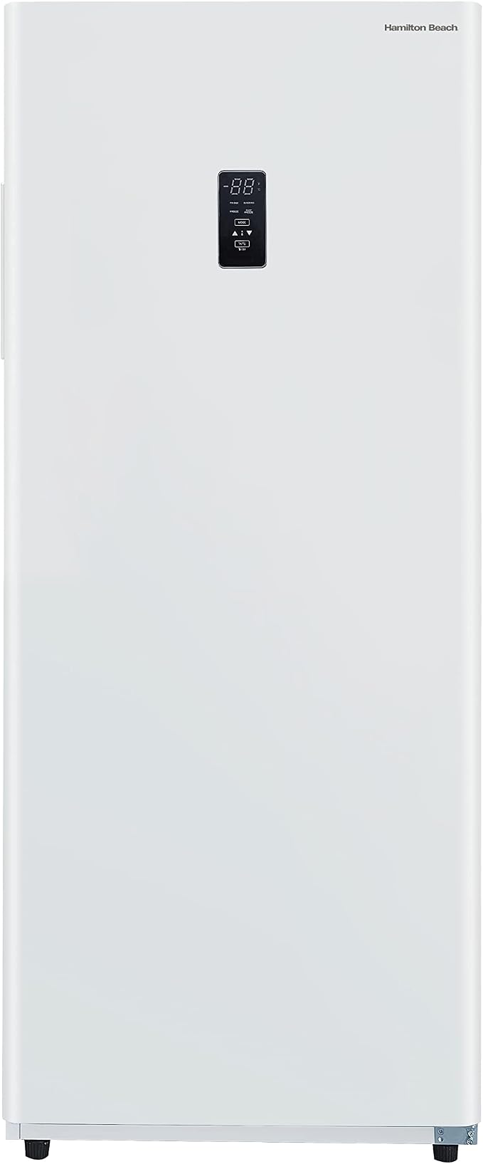 Hamilton Beach HZ4941 14 cu ft Upright Convertible Fridge/Freezer-Frost Free-Reversible Door-Removable Glass Shelves-LED Interior Light, White