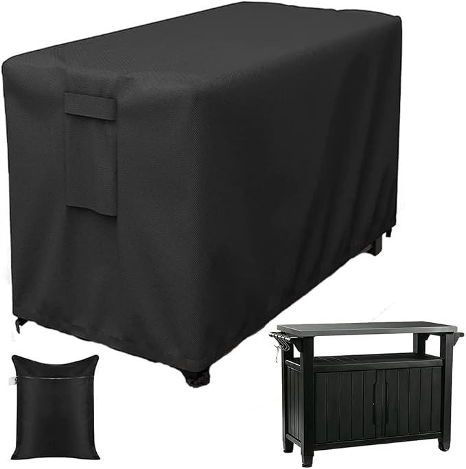 Patio Prep Table Cover Compatible with 35in/55in Keter Unity XL Portable Outdoor Table/Rolling Mobile Kitchen Island Bar Cart Storage Cabinet Cover Waterproof Grill Accessories Covers