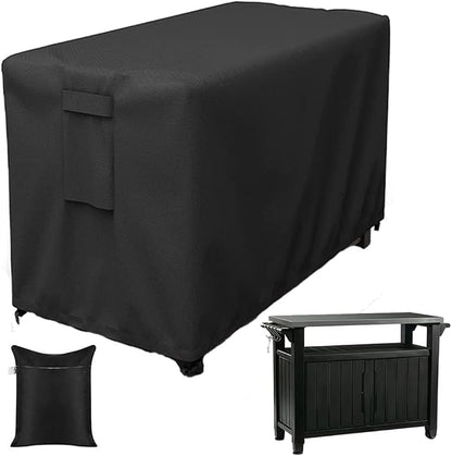 Patio Prep Table Cover Compatible with 35in/55in Keter Unity XL Portable Outdoor Table/Rolling Mobile Kitchen Island Bar Cart Storage Cabinet Cover Waterproof Grill Accessories Covers