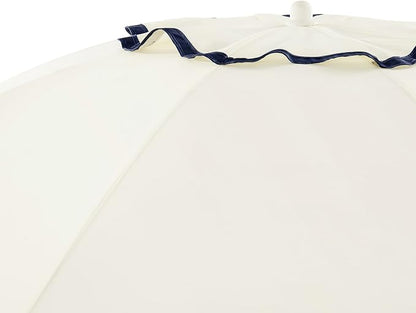 6FT Patio Beach Umbrella, UPF 50+ Sun Shade, Adjustable Tilt | Portable & Vented Outdoor Umbrella for Sand, Backyard & Garden, Harbour White (Ivory & Navy)