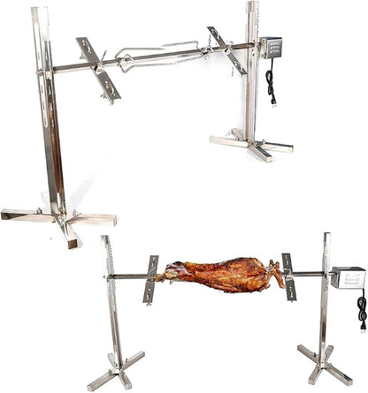 DYRABREST 15W Rotisserie Grill Kit Tripod Rotisserie Roaster Stand, 53inch Pig Roaster Rotisserie with Adjustable Spit Height, Electric BBQ Grill Stand for Pork, Chicken, Lamb, or Goat