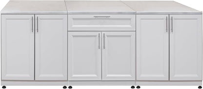 Blue Sky Outdoor Living White Shaker 3-Piece Outdoor Kitchen Combo Set 10 – Weatherproof Modular Storage Cabinets