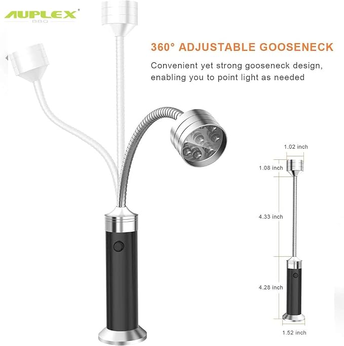 Barbecue Light Magnetic Base Super Bright LED BBQ Lighting 360 Degree Flexible Neck Weather Resistant Grilling Light