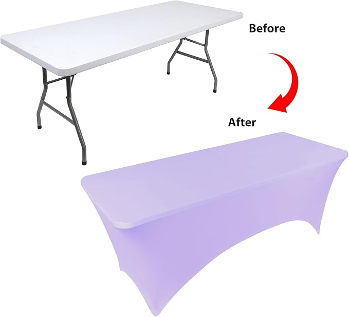 BDDC 6ft Stretch Spandex Fitted Table Cloth for 6 Foot Tables | GRS-Certified Eco-Friendly Fabric, Elastic Fit Rectangle Tablecloth, Washable, Wrinkle-Free, For Events & Parties