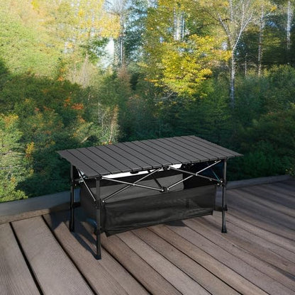 WUROMISE Lightweight Aluminum Folding Camping Table (37.13” x 21.57” x 19.69”), Portable Roll-Up Design for Outdoor, Camping, Beach, BBQ, Patio, and Picnic, Durable & Waterproof with Carrying Bag