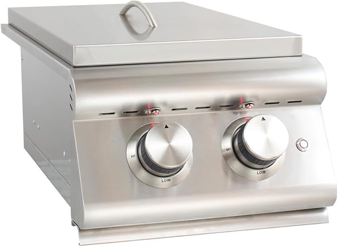 Heavy-Duty Stainless Steel Outdoor | Blaze Double Side Burner Propane LP Grill Barbeque | LED Lights Thermometer | Best Of Backyard For Grilling Masters | BLZ-SB2LTE-LP
