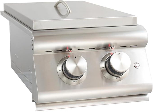 Heavy-Duty Stainless Steel Outdoor | Blaze Double Side Burner Propane LP Grill Barbeque | LED Lights Thermometer | Best Of Backyard For Grilling Masters | BLZ-SB2LTE-LP