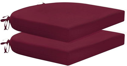 HARBOREST Outdoor Chair Cushions Set of 2, Water Resistant Patio Chair Cushions with Ties, Outdoor Seat Cushions for Patio Furniture, 17"x16"x2", Burgundy