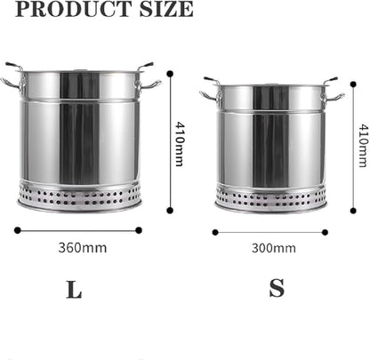 Portable Vertical Charcoal Smoker Grill,Barrel Stainless Steel Split Oven, 360° All Round Roasting,Outdoor Camping Smokeless Charcoal Barbecue Hanging Stove,Large (Color:Small)