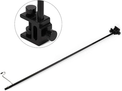 Black Portable Aluminum Alloy Folding Lamp Pole Adjustable Height Light Stand with Elastic Nut Design for Outdoor Camping Picnic BBQ