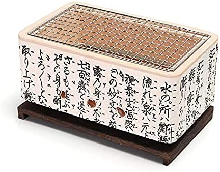 Japanese 4 in 1 Ceramic Hibachi, Table BBQ Grill, Yakitori Charcoal Portable Barbecue Stove for Outdoor Camping Grill