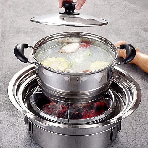 Stainless Steel Charcoal Barbecue Grill Korean Non-stick Barbecue Grills Portable Outdoor Bbq Grill Round Carbon Barbecue Stove(D)