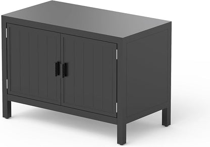 Domi Outdoor Kitchen Island with Storage, Aluminum Kitchen Storage Island Outdoor Grill Table, Freestanding Outdoor Prep Table Grill Storage Cabinet with Protective Cover for BBQ, Deck, Patio