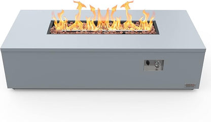Premium 60” Outdoor Fire Pit Table with Lava Rocks & 12FT Hose, Large Propane Gas Fire Table, Smokeless Fireplace 60,000BTU for Backyard Patio Villa Bonfire Party, FP014