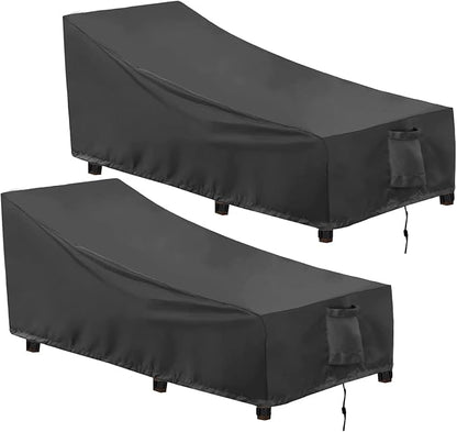 OutdoorLines Outdoor Waterproof Patio Chaise Lounge Chair Cover - UV Resistant Lounger Covers Heavy Duty Weatherproof Patio Sofa Furniture Covers, 2 Packs, 68Wx30Dx30H Inches, Black