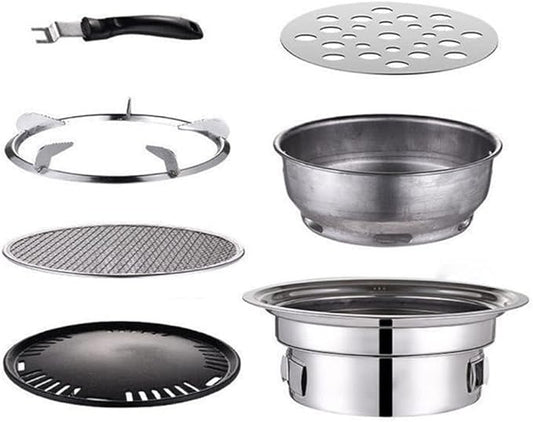 Portable Charcoal BBQ Grill Smoker Barbecue Grill Outdoor Stainless Steel BBQ Camping Grill Outdoor Grill Set of Tools for Picnic, Backyard Cooking, Travel Grill Accessories ( Color : E , Size : 35cm
