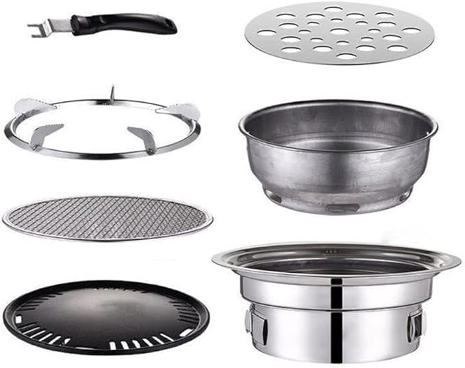 Portable Charcoal BBQ Grill Smoker Barbecue Grill Outdoor Stainless Steel BBQ Camping Grill Outdoor Grill Set of Tools for Picnic, Backyard Cooking, Travel Grill Accessories ( Color : E , Size : 40cm